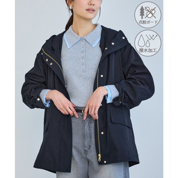 ネイビー(40) | ミドル丈マウンテンパーカー スプリングコート/花粉ガード・撥水 | ROPE' PICNIC