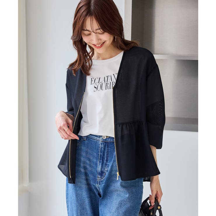 ネイビー(40) | メッシュペプラムブルゾン | ROPE' PICNIC