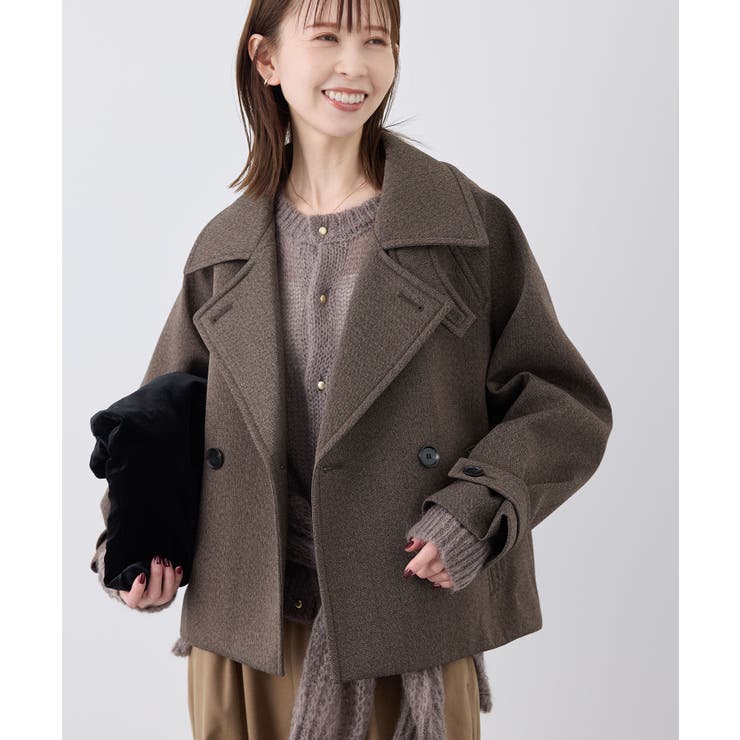 ROPÉ PICNIC ヘリンボンボンディングスタンドカラーショートコート Amazon | [ロペピクニック] コート ヘリンボンボンディング