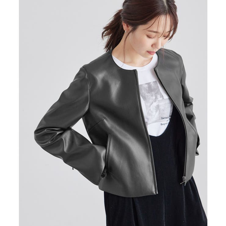 シンセティックレザーノーカラージャケット[品番：RPCW0045195]｜ROPE  