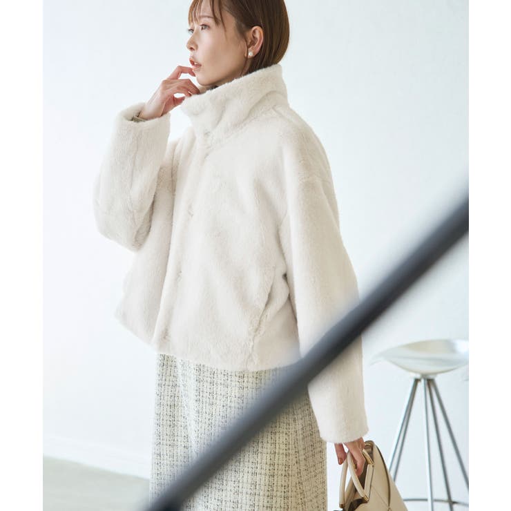 スタンドカラーファーショートコート[品番：RPCW0046221]｜ROPE
