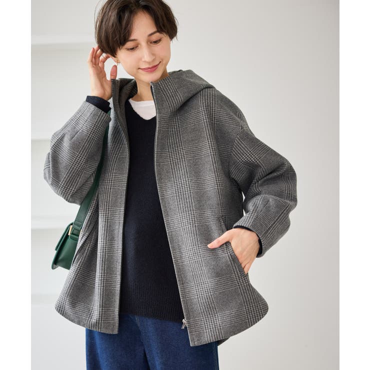 ブラック系(02) | ジャージーメルトンシリーズ ジップアップフーデッドコート 無地 | ROPE' PICNIC