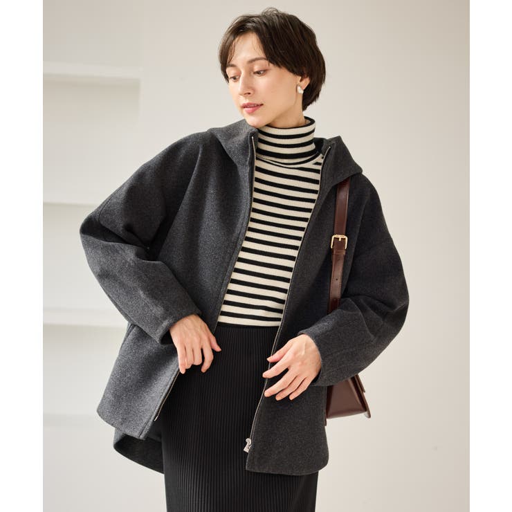 チャコール(06) | ジャージーメルトンシリーズ ジップアップフーデッドコート 無地 | ROPE' PICNIC