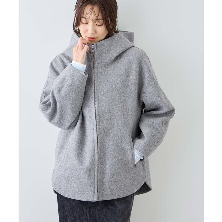 ライトグレー(08) | 【新色追加】ジャージーメルトンシリーズ ジップアップフーデッドコート 無地 | ROPE' PICNIC