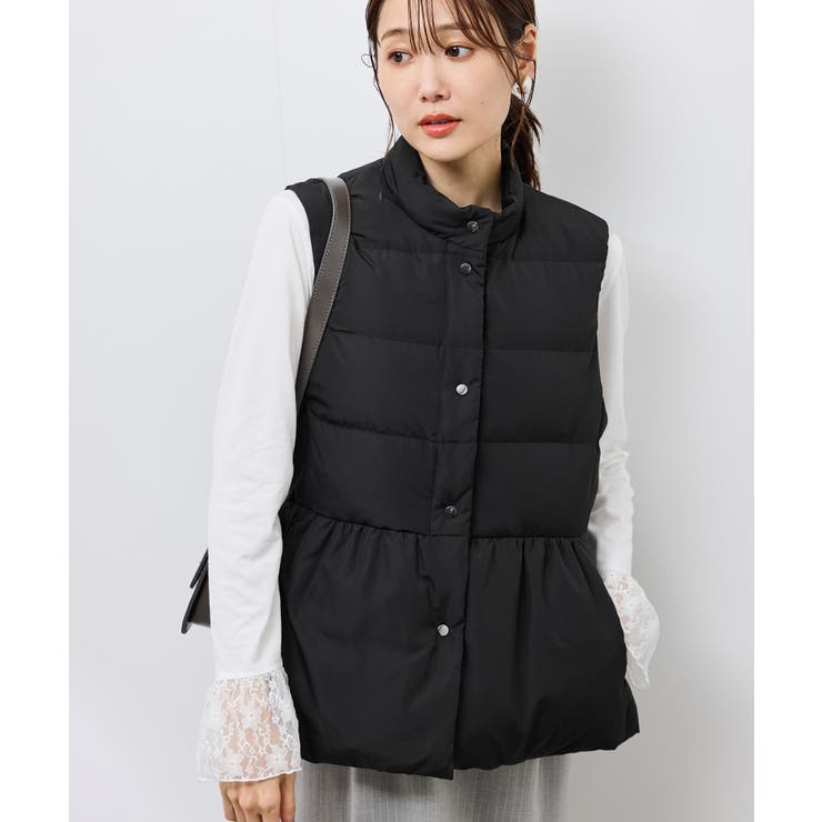 ブラック(01) | 【GREEN DOWN/グリーンダウン】ペプラムダウンベスト | ROPE' PICNIC