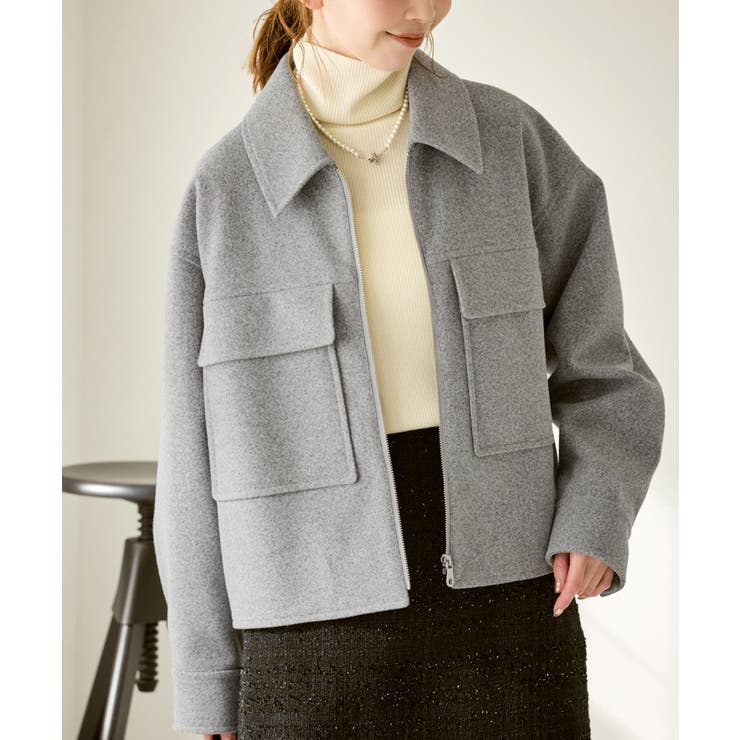 ライトグレー(08) | ジャージーメルトンシリーズ ポケット付きジップブルゾン/リンクコーデ | ROPE' PICNIC