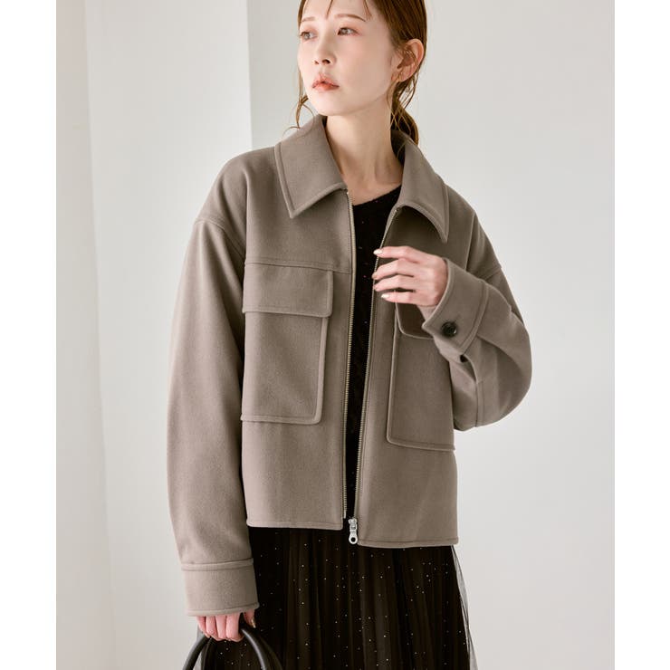 ブラウン系(23) | ジャージーメルトンシリーズ ポケット付きジップブルゾン/リンクコーデ | ROPE' PICNIC