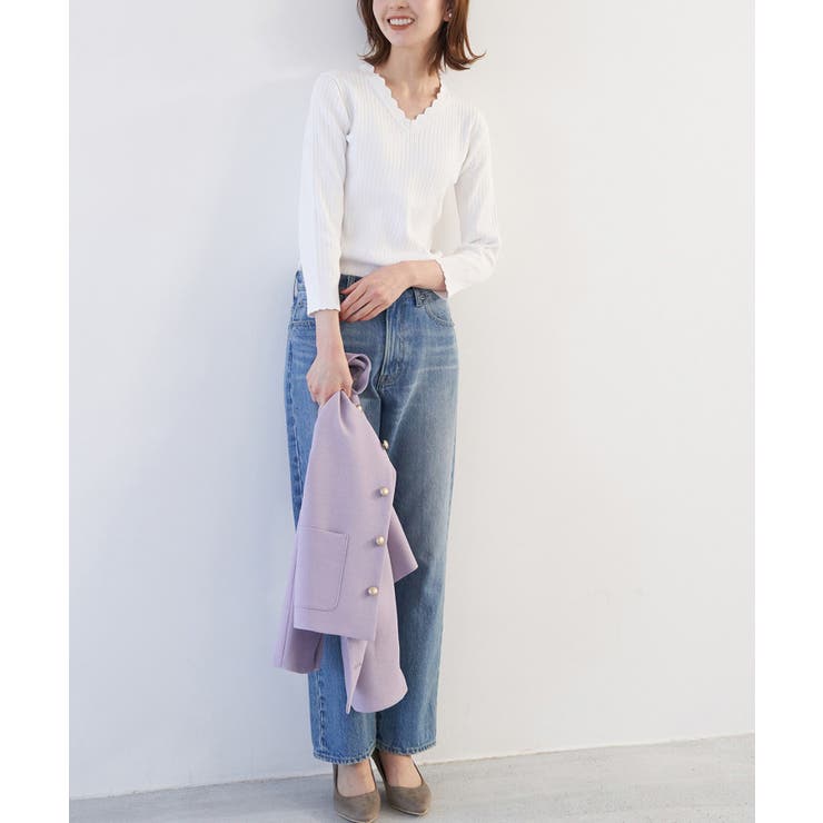 オーガニックスイスコットン7分袖ニットプルオーバー | ROPE' PICNIC | 詳細画像3 