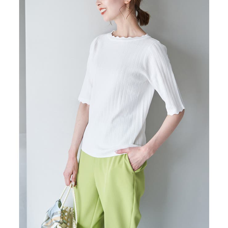 Beauty knit スカラップネックハーフスリーブニットプルオーバー | ROPE' PICNIC | 詳細画像15 