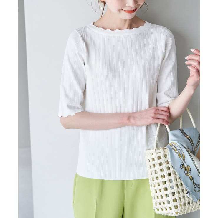 Beauty knit スカラップネックハーフスリーブニットプルオーバー | ROPE' PICNIC | 詳細画像16 