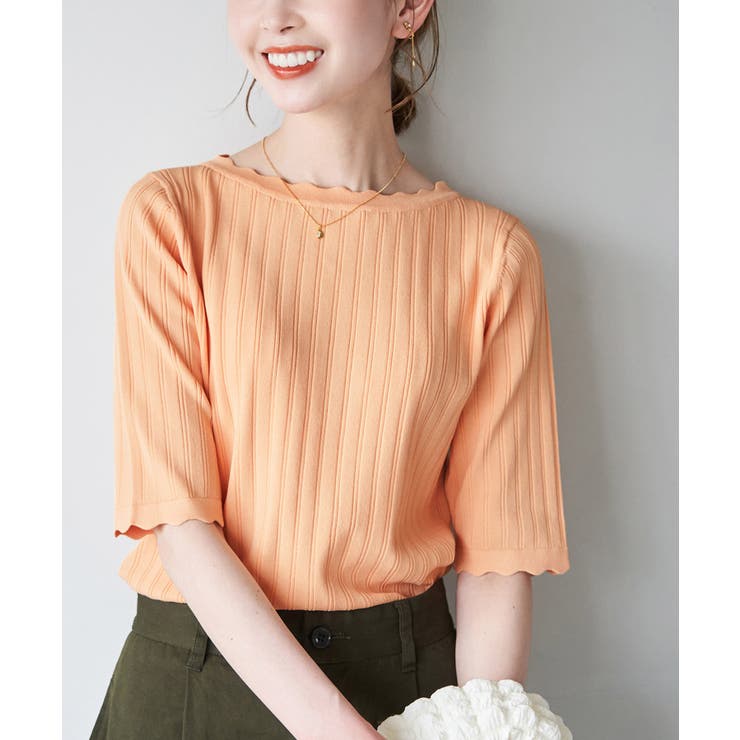 Beauty knit スカラップネックハーフスリーブニットプルオーバー | ROPE' PICNIC | 詳細画像33 