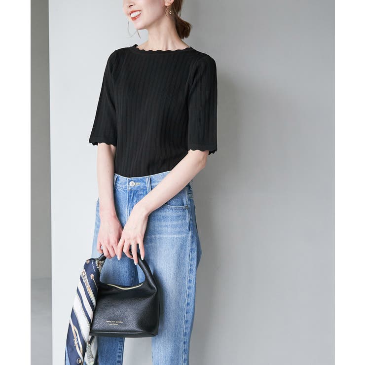 Beauty knit スカラップネックハーフスリーブニットプルオーバー | ROPE' PICNIC | 詳細画像9 
