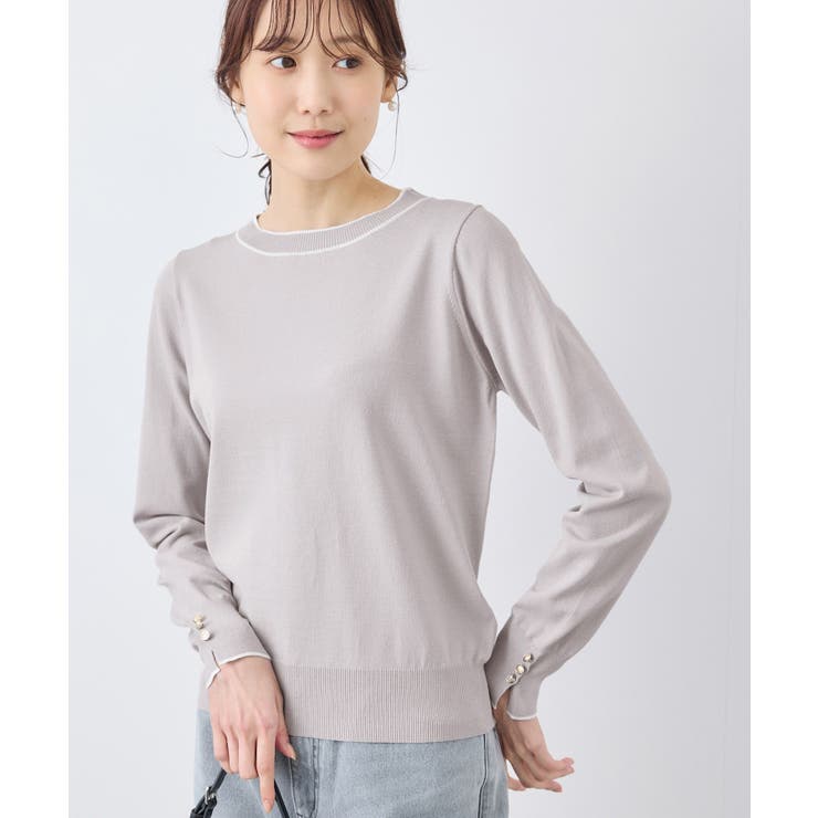 ライン入りニットプルオーバー/アンチピリング・洗濯機OK | ROPE' PICNIC | 詳細画像4 