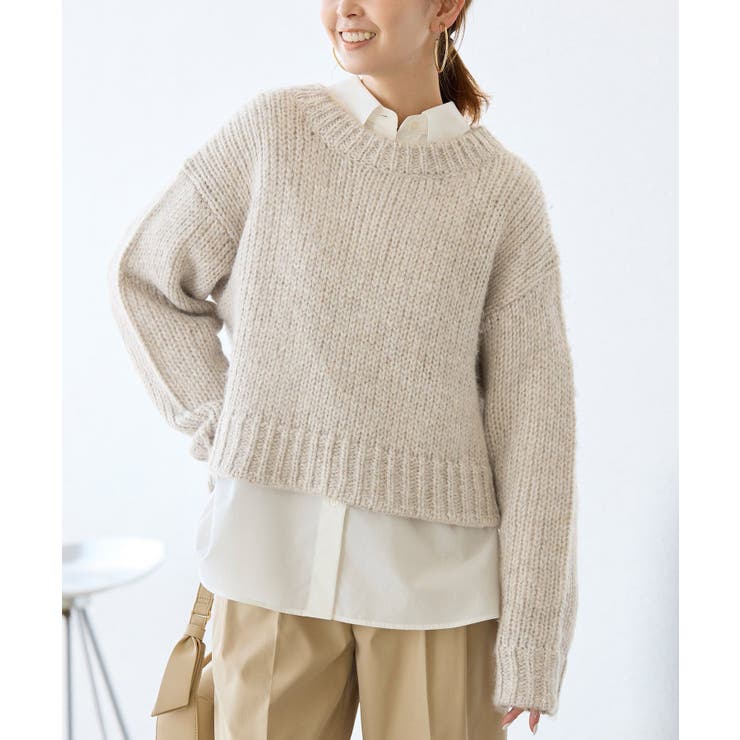 ベージュ(27) | ラメリリーショートニットプルオーバー | ROPE' PICNIC