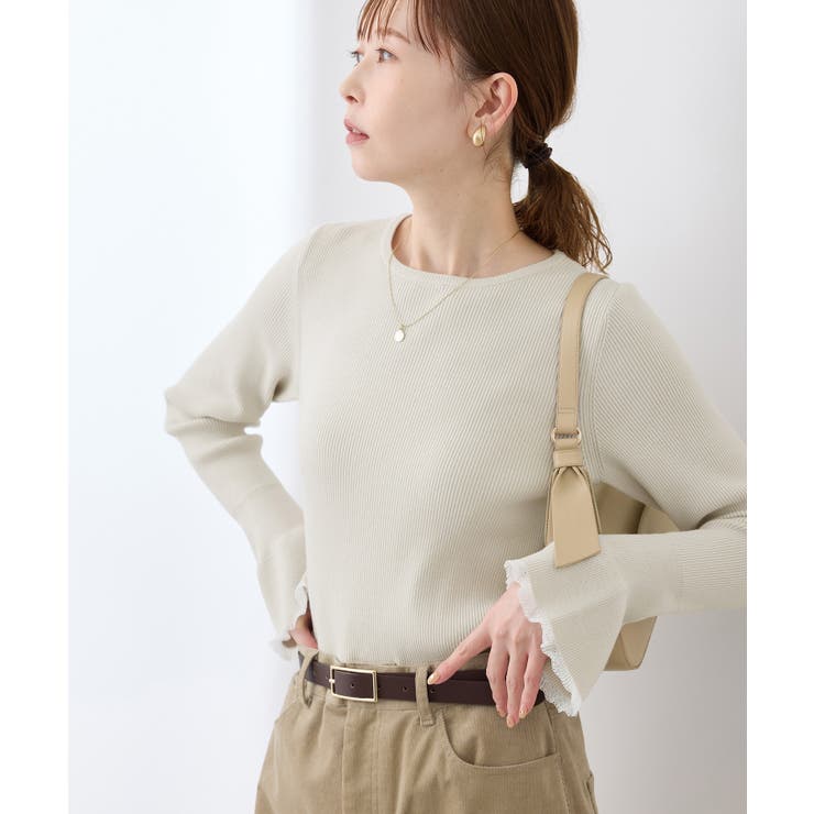 袖口フレアシアーニットプルオーバー/洗濯機OK | ROPE' PICNIC | 詳細画像12 