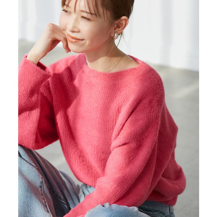 fluffy knitフラッフィーニット ふわふわMIXフェザーニットプル