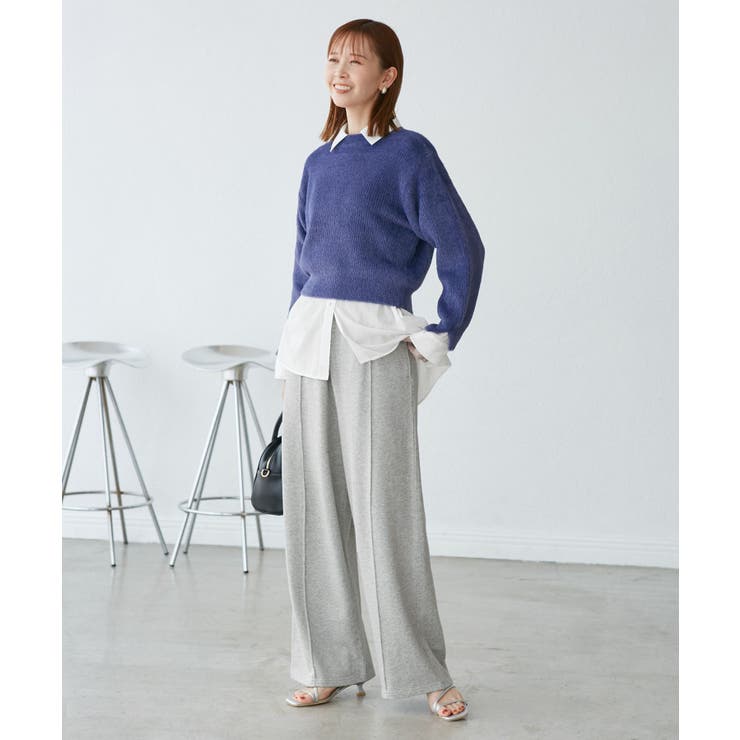 fluffy knitフラッフィーニット ふわふわMIXフェザーニットプルオーバ