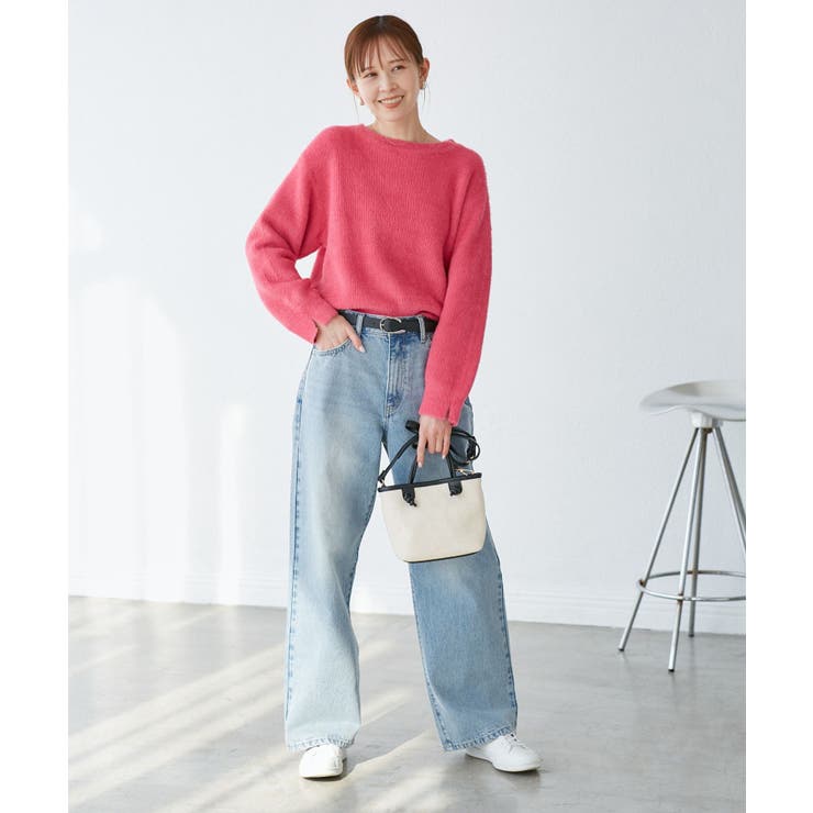 fluffy knitフラッフィーニット ふわふわMIXフェザーニットプル