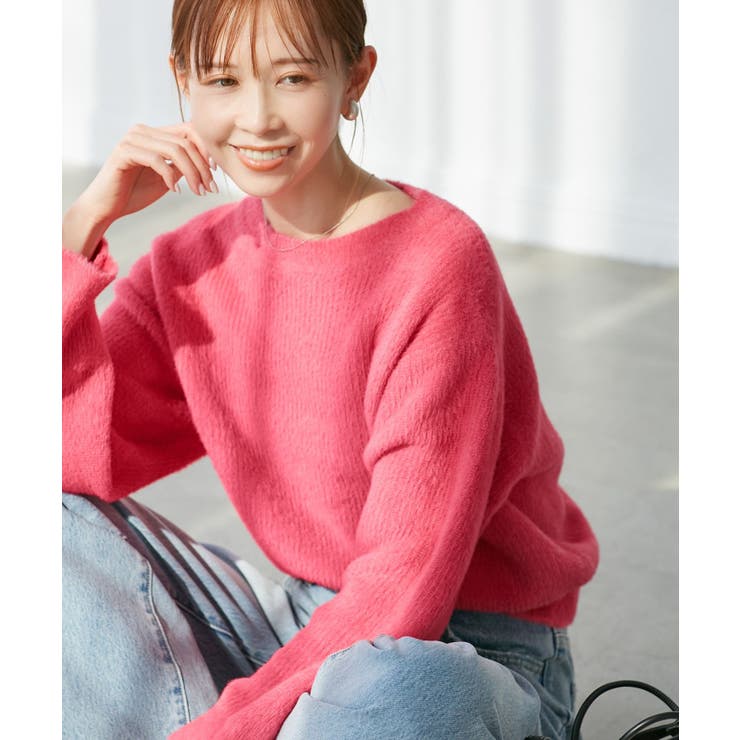 fluffy knitフラッフィーニット ふわふわMIXフェザーニットプル