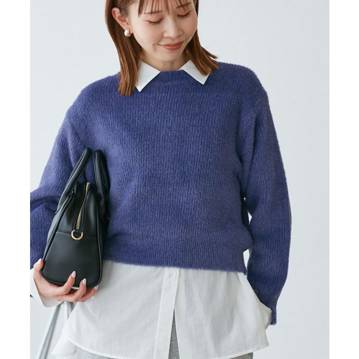 ブルー(44) | fluffy knitフラッフィーニット ふわふわMIXフェザーニットプルオーバ… | ROPE' PICNIC