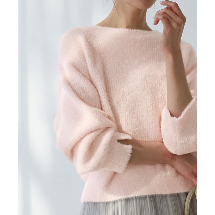 fluffy knitフラッフィーニット ふわふわMIXフェザーニットプルオーバ