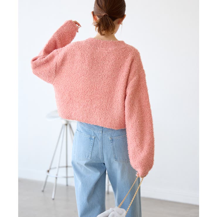 スパンコール混リボンヤーンニットプルオーバー[品番：RPCW0047766