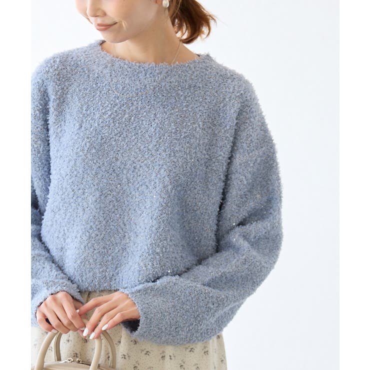 ブルー系(45) | スパンコール混リボンヤーンニットプルオーバー | ROPE' PICNIC