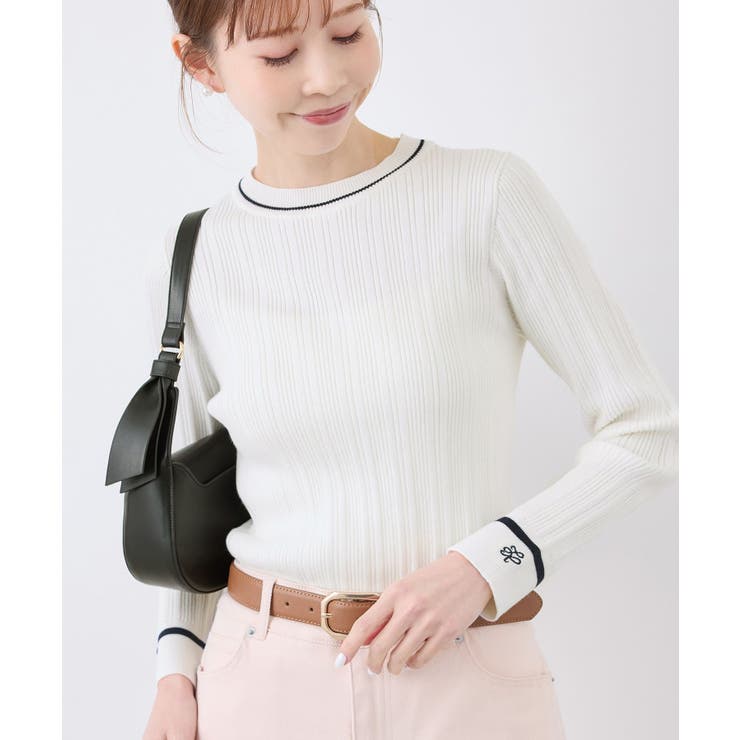 オフホワイト(15) | シルク混ワンポイントニットプルオーバー | ROPE' PICNIC