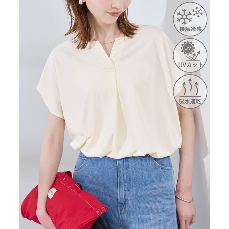 オフホワイト(15) | カットジョーゼットスキッパートップス | ROPE' PICNIC