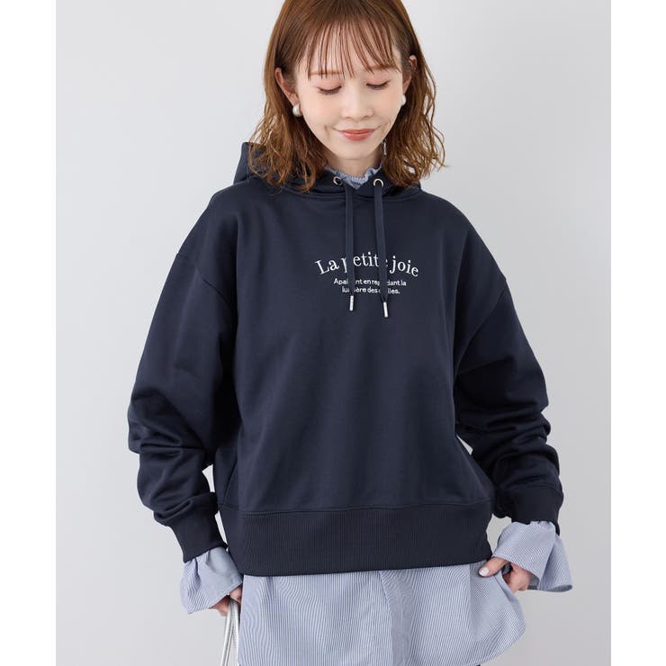 ネイビー(40) | アソートロゴ刺繍裏毛フーディー | ROPE' PICNIC