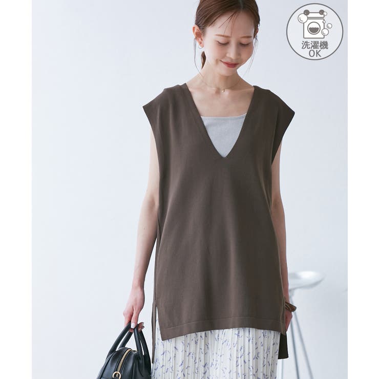チャコール(06) | 【洗濯機OK】深Vニットプルオーバー | ROPE' PICNIC