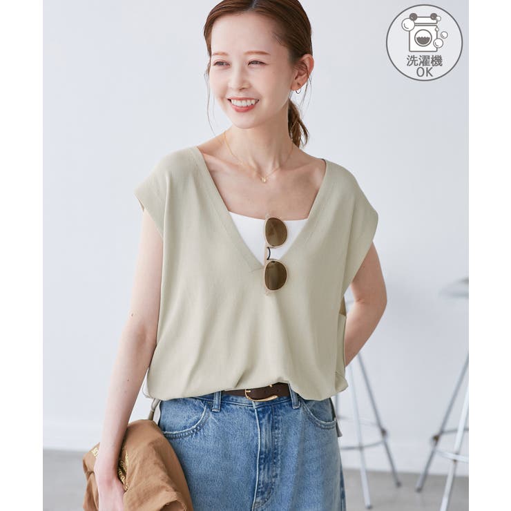 グレーサブ(09) | 【洗濯機OK】深Vニットプルオーバー | ROPE' PICNIC