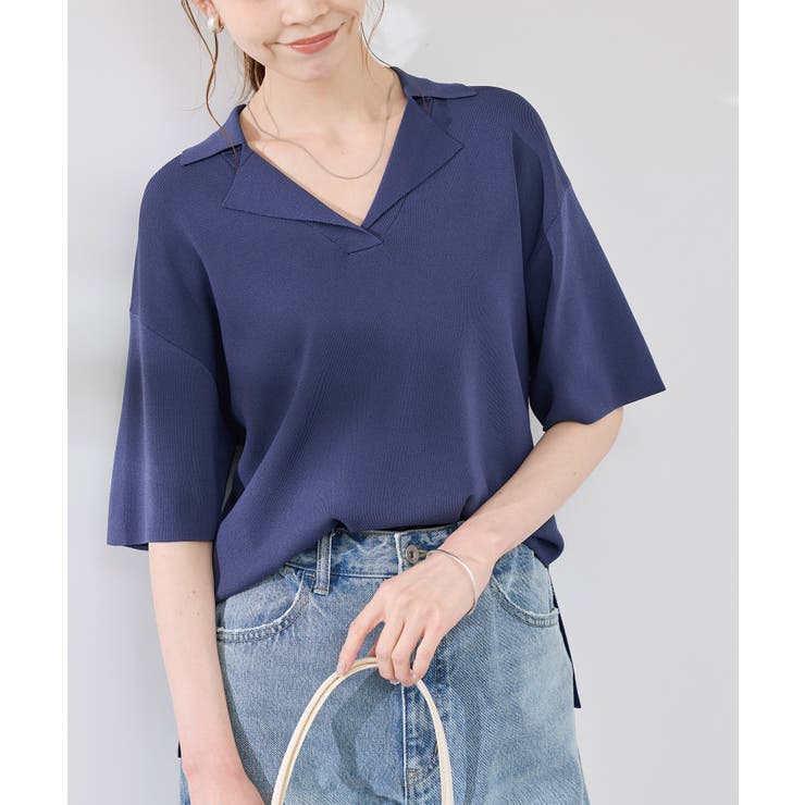 ネイビー(40) | スキッパーサマーニットプルオーバー | ROPE' PICNIC