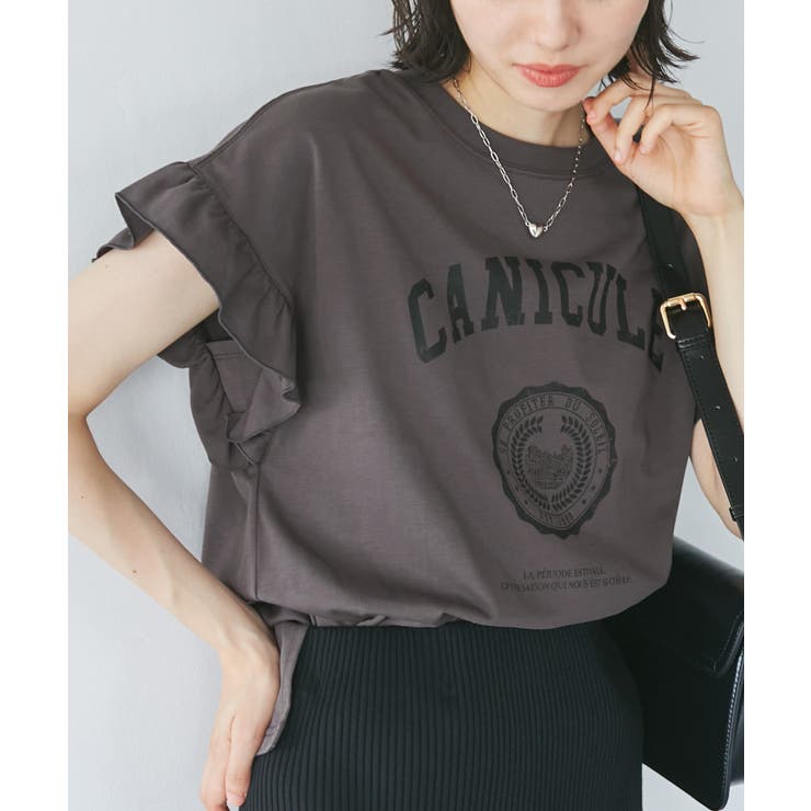 チャコール(06) | 袖フリルカレッジロゴTシャツ | ROPE' PICNIC