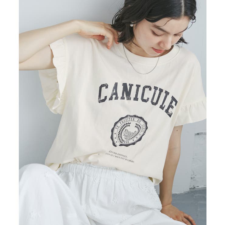 オフホワイト(15) | 袖フリルカレッジロゴTシャツ | ROPE' PICNIC
