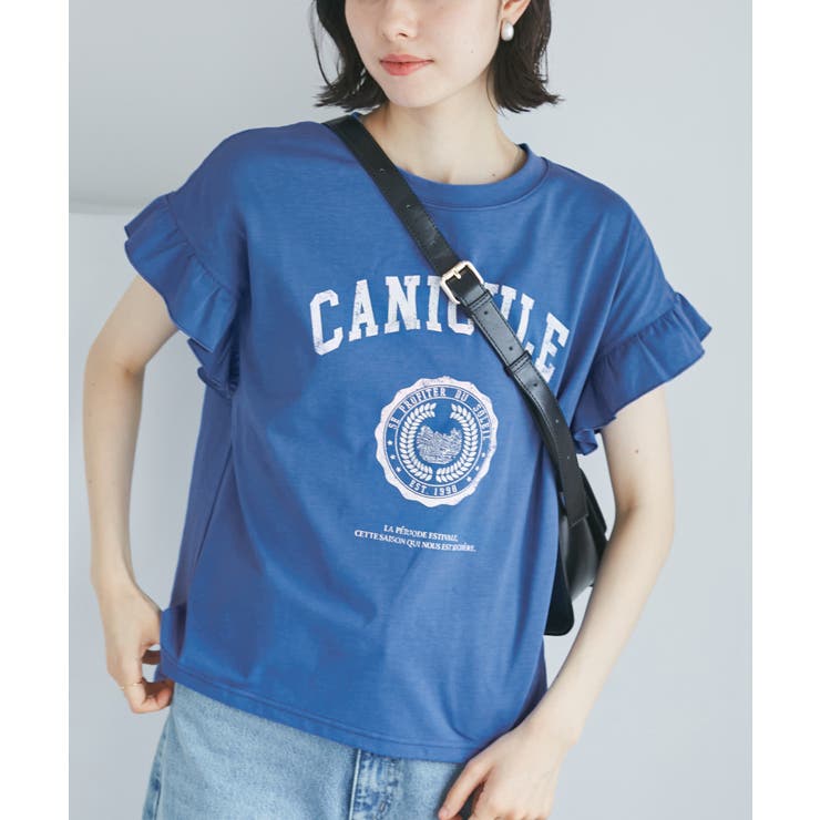 ブルー系(45) | 袖フリルカレッジロゴTシャツ | ROPE' PICNIC