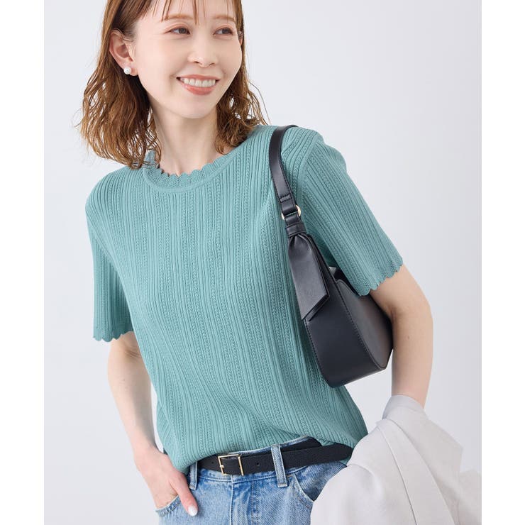 サックス(48) | スカラップニットプルオーバー イージーケア UVカット | ROPE' PICNIC