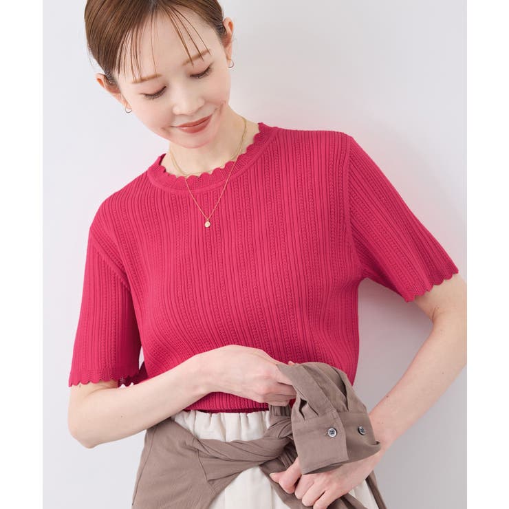 スカラップニットプルオーバー イージーケア UVカット[品番