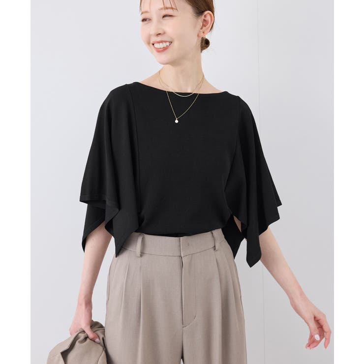 ブラック(01) | スカーフスリーブニット イージーケア UVカット | ROPE' PICNIC