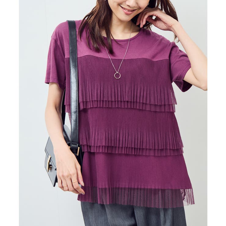 プリーツチュールドッキングTシャツ | ROPE' PICNIC | 詳細画像1 