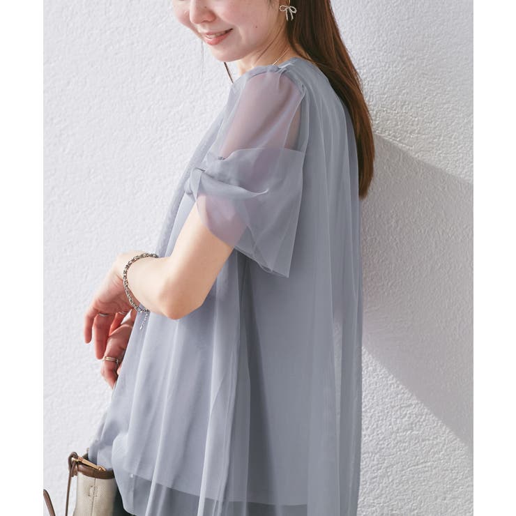 ブルー系(45) | Cutee チュールドッキングツイストスリーブトップス/リンクコーデ | ROPE' PICNIC