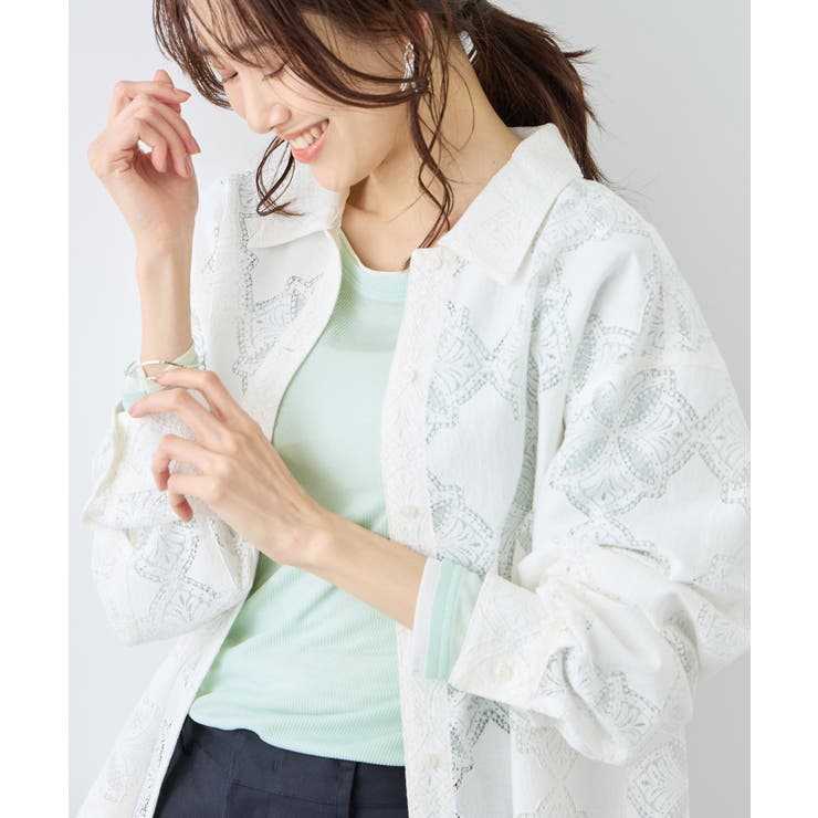 ライトグリン(33) | レイヤード風シアーロングスリーブTシャツ | ROPE' PICNIC