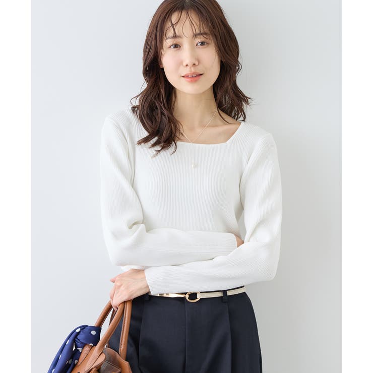 オフホワイト(15) | スクエアネックリブニット | ROPE' PICNIC