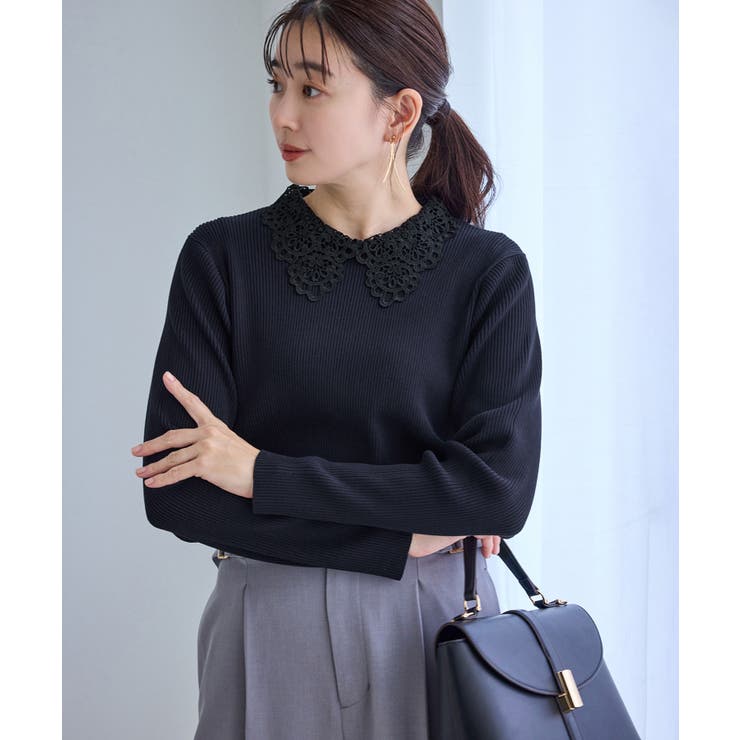 ネイビー(40) | レースカラーニット | ROPE' PICNIC