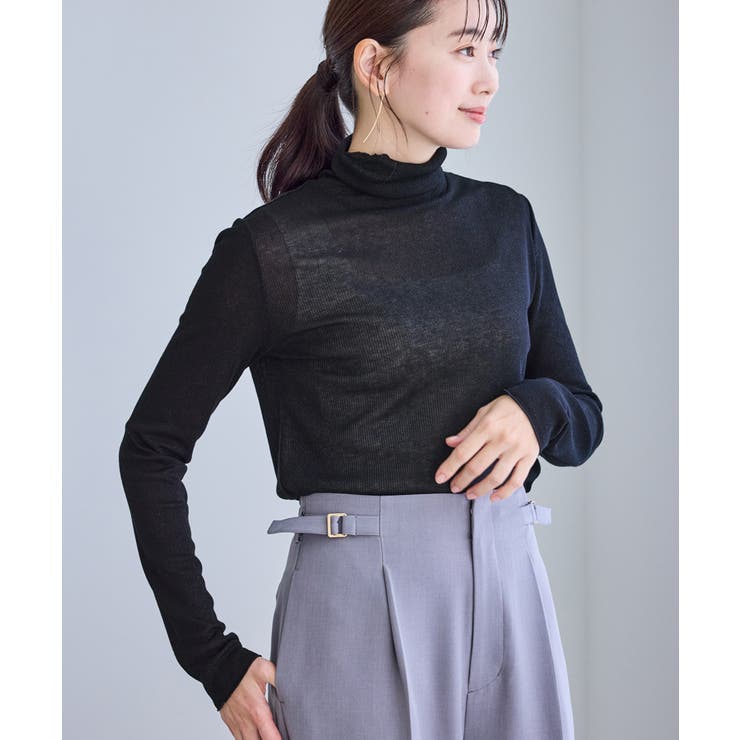 ブラック(01) | ラメシアーリブタートルトップス | ROPE' PICNIC