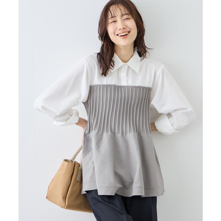 ライトグレー(08) | シャツドッキングペプラムニット | ROPE' PICNIC