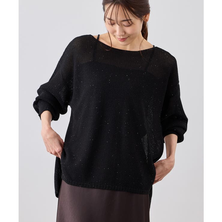 ブラック(01) | プチスパンコールメッシュニット | ROPE' PICNIC