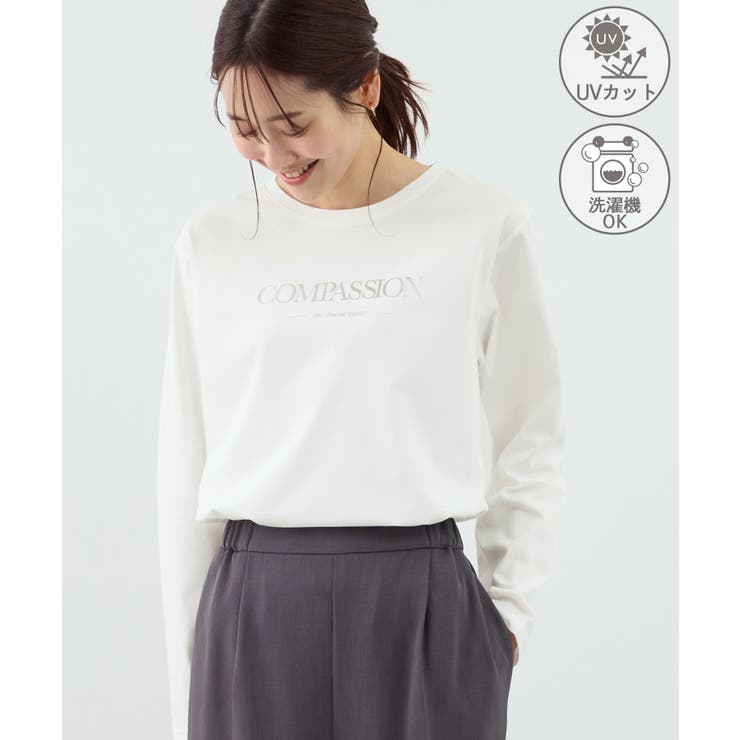 ホワイト系(11) | RENUロゴプリントロングTシャツ/UVカット・イージーケア | ROPE' PICNIC