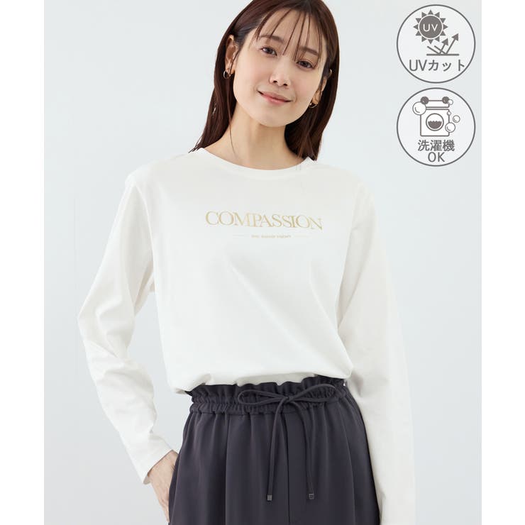 ホワイト系(12) | RENUロゴプリントロングTシャツ/UVカット・イージーケア | ROPE' PICNIC