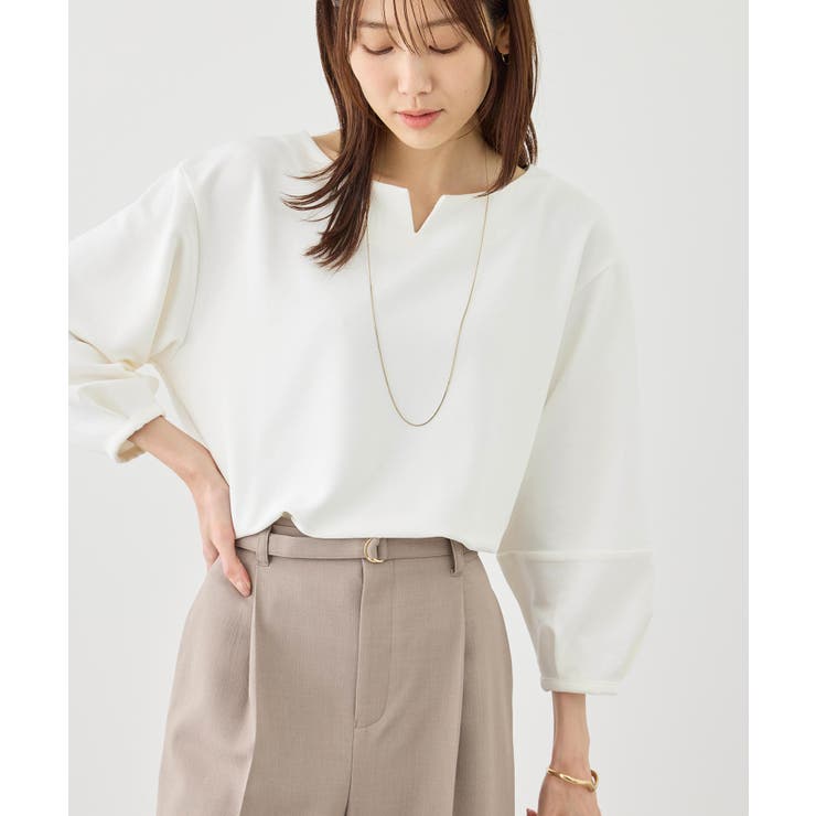 ホワイト(10) | ランタンスリーブリップルカットトップス | ROPE' PICNIC